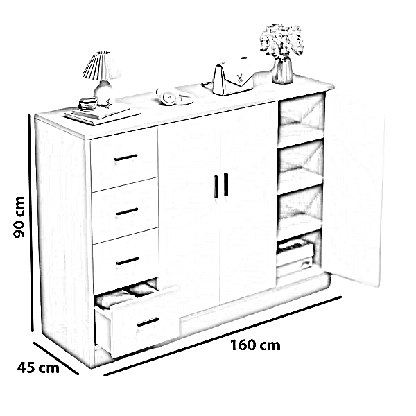 جزامة خشب ام دي اف، 160*45*90 سم