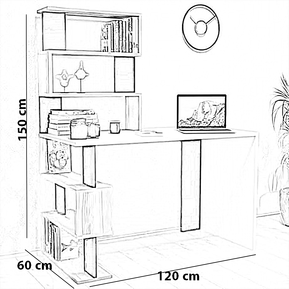 مكتب ام دي اف، 120*60*150 سم