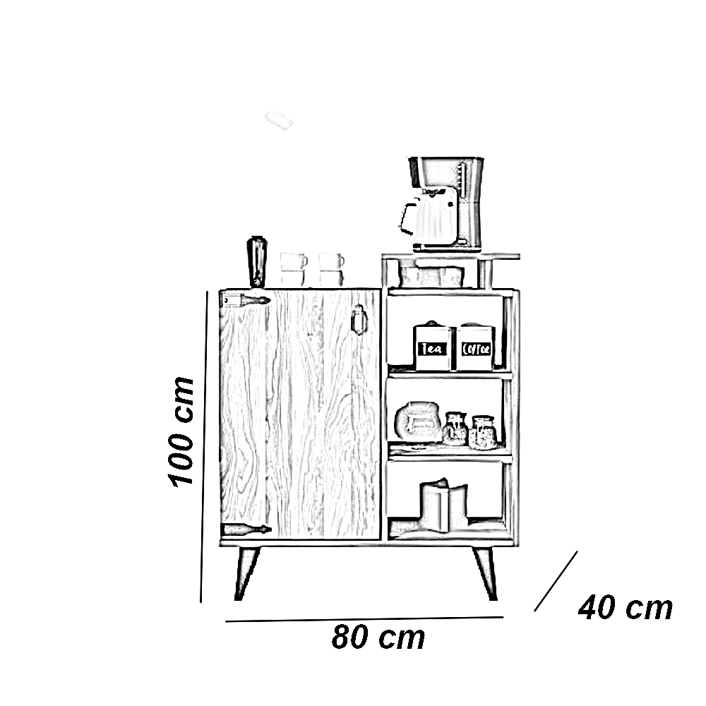 كوفي كورنر خشب ام دي اف، 80*40*100 سم