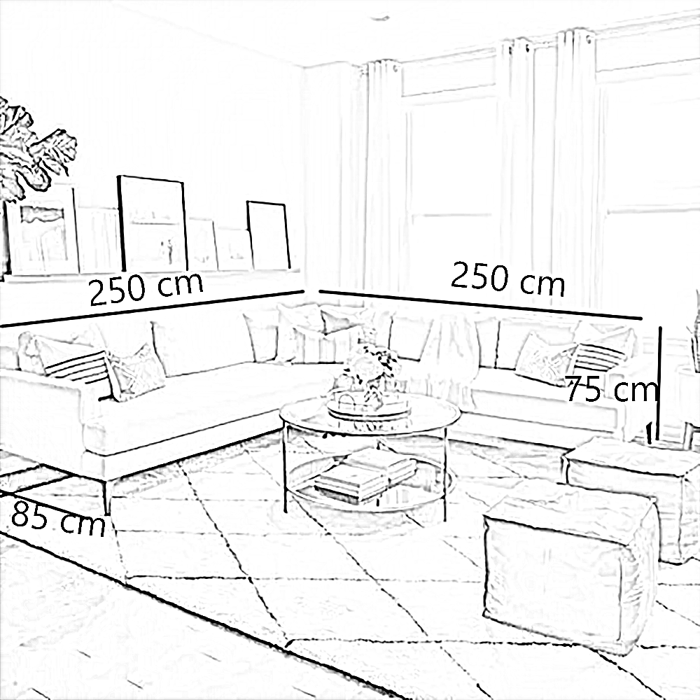 ركنة خشب زان، 250*250*85*75 سم