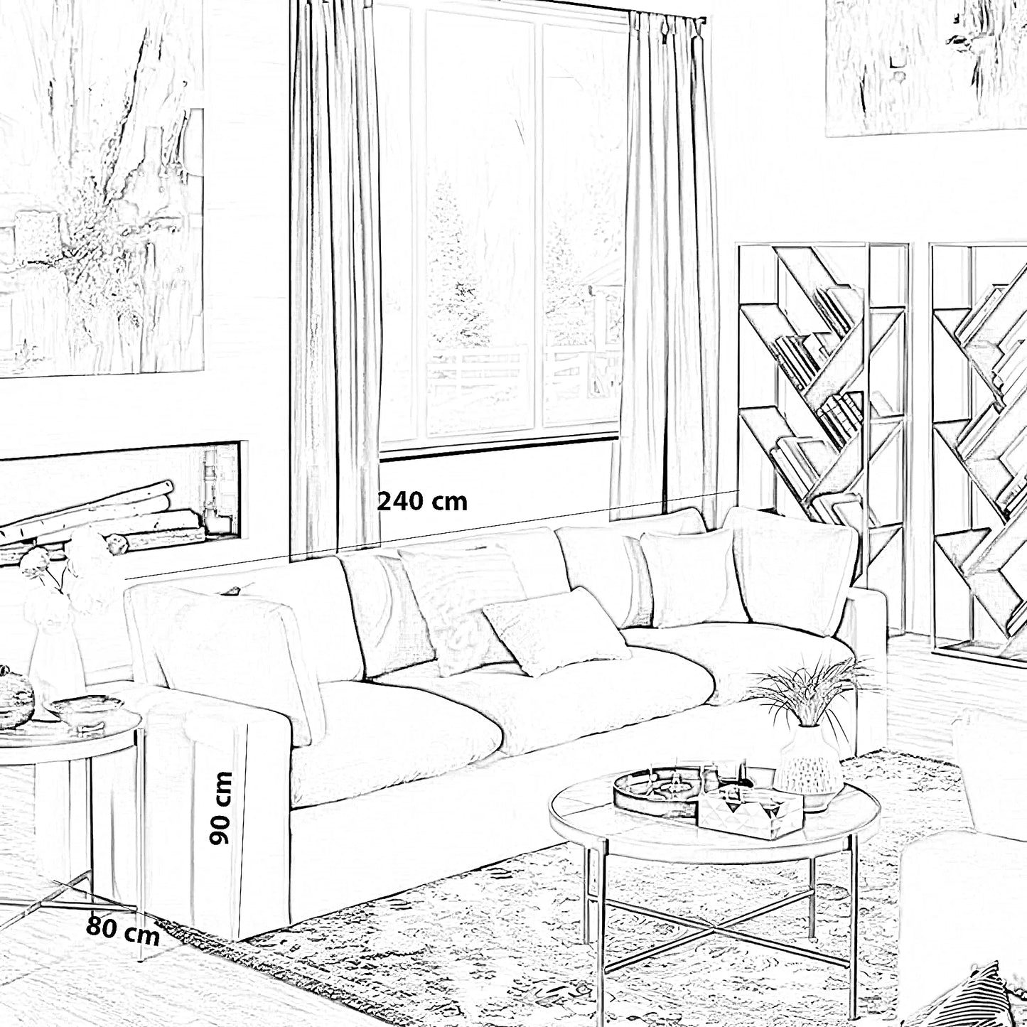 كنبة خشب زان، 240*80*90 سم