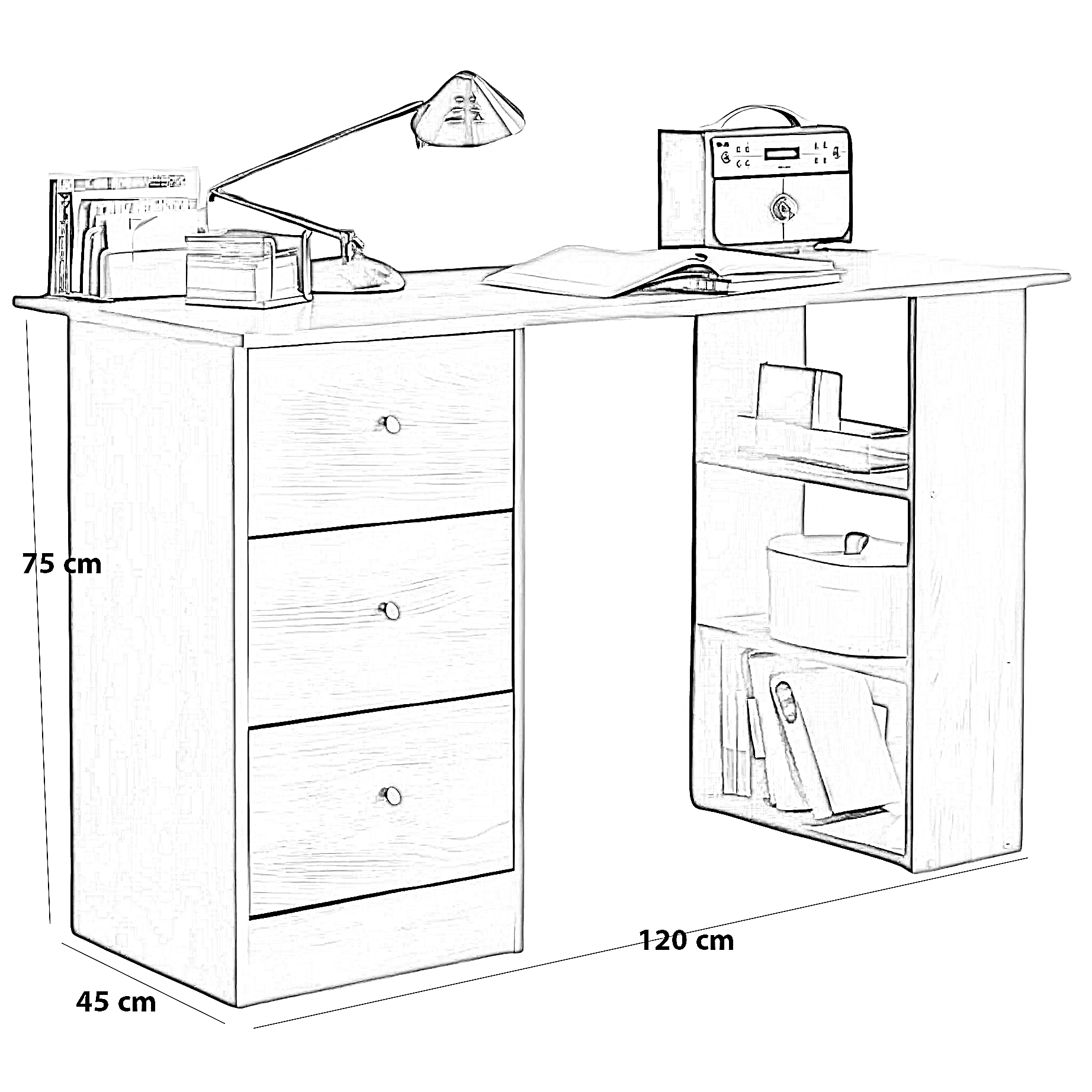 مكتب خشب ام دي اف، 120*45*75 سم