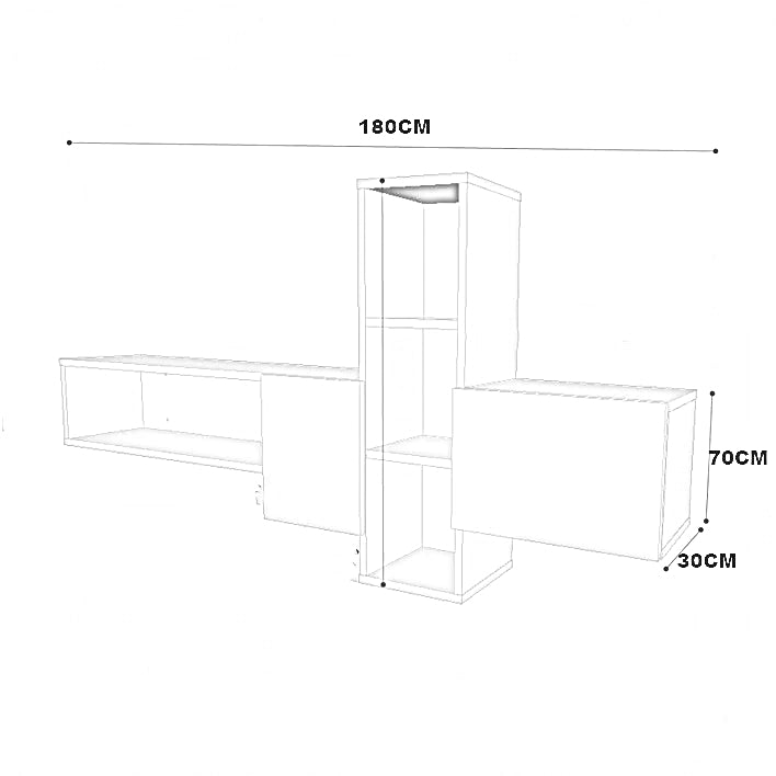 ترابيزة تليفزيون ام دي اف، 180*30*70 سم