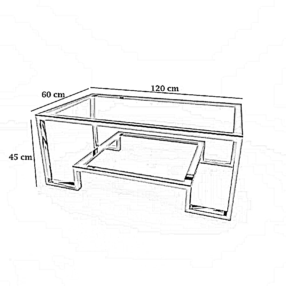 ترابيزة قهوة بسطح زجاجي، 120*60*45 سم