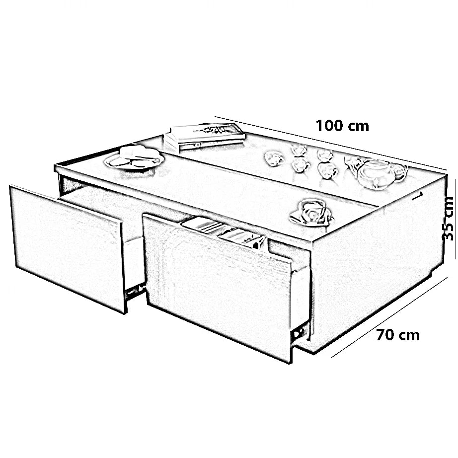 ترابيزة قهوة خشب ام دي اف، 100*70*35 سم