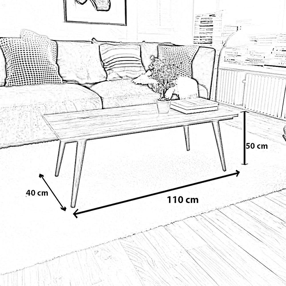 ترابيزة قهوة ام دي اف، 110*40*50 سم