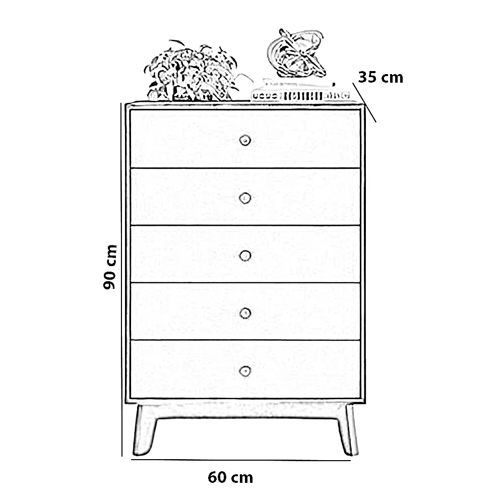 وحدة أدراج خشب كونتر و موسكي، 60*35*90 سم
