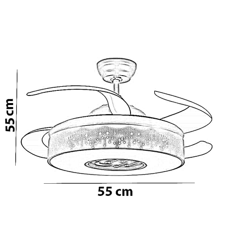 مروحة سقف نجفة، 55*55 سم - روز