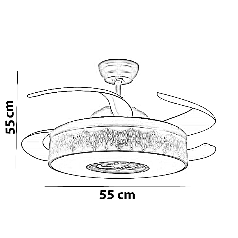 مروحة سقف نجفة، 55*55 سم - روز
