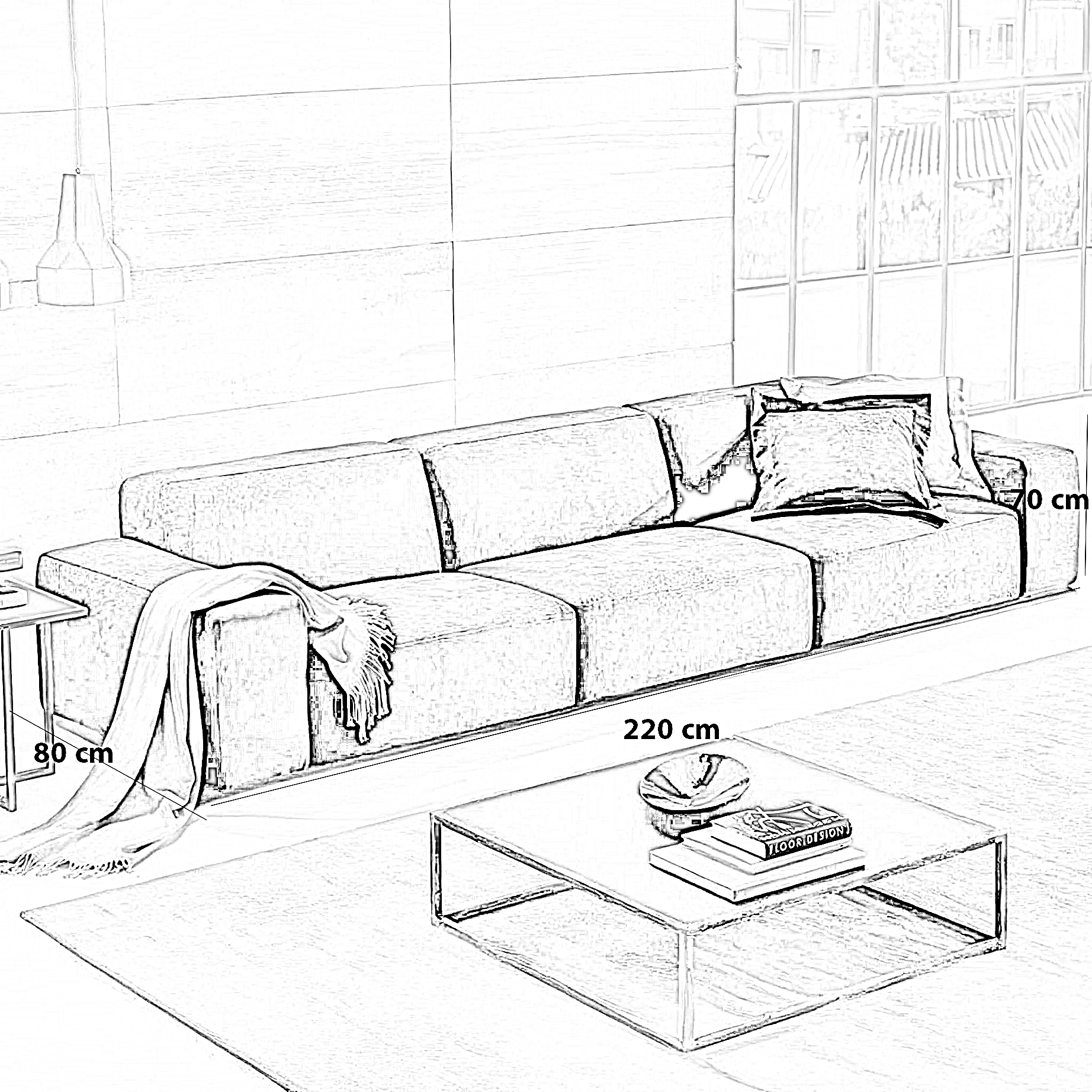 كنبة خشب زان، 220*80*70 سم