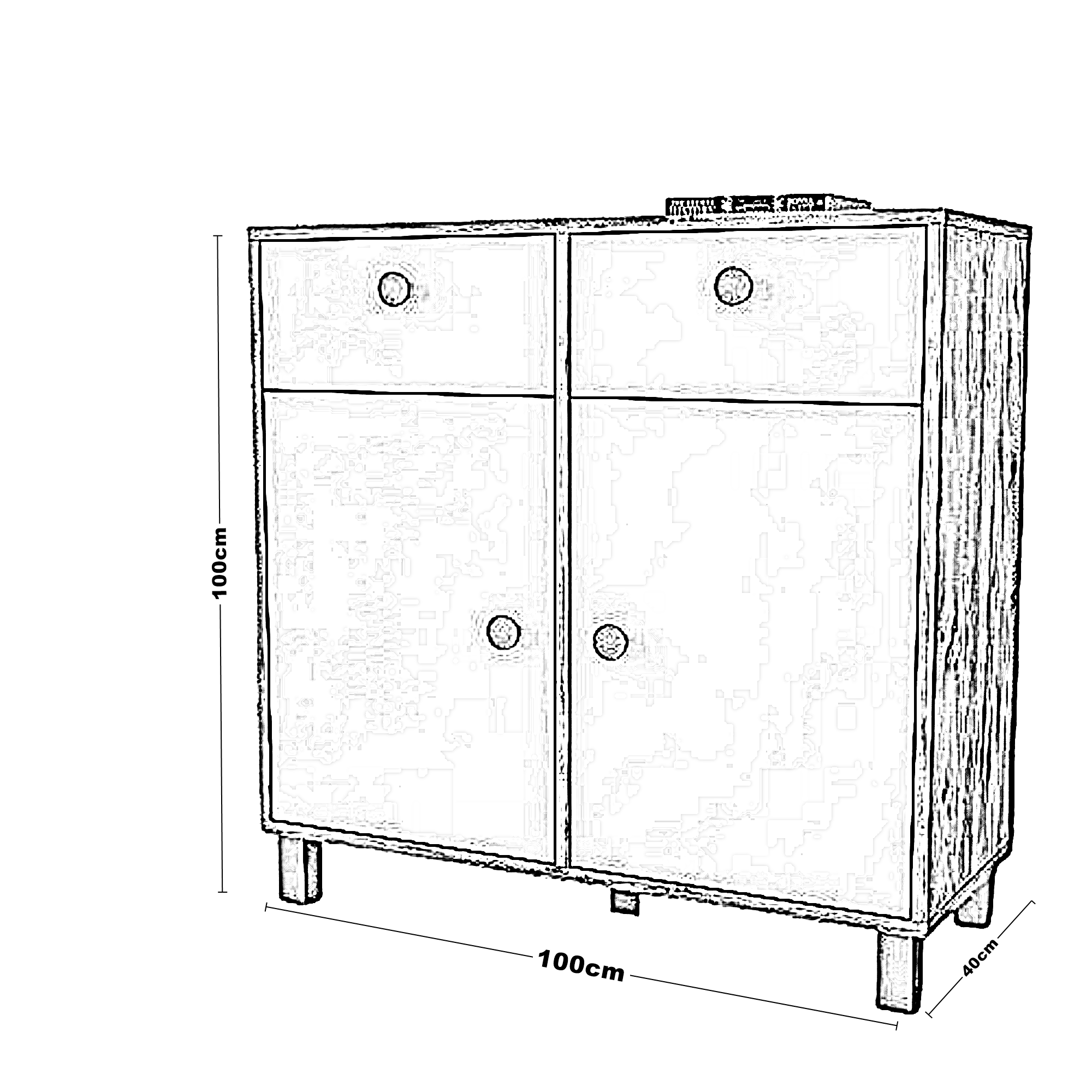 وحدة تخزين خشب ام دي اف، 100*40*100 سم
