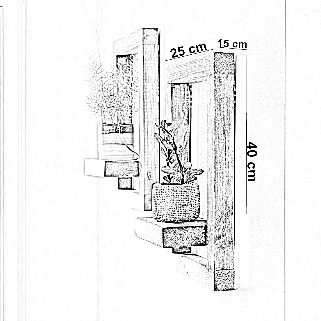 رف حائط خشب موسكي، 25*15*40 سم - قطعتين