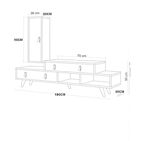 ترابيزة تليفزيون خشب ام دي اف، قطعتين