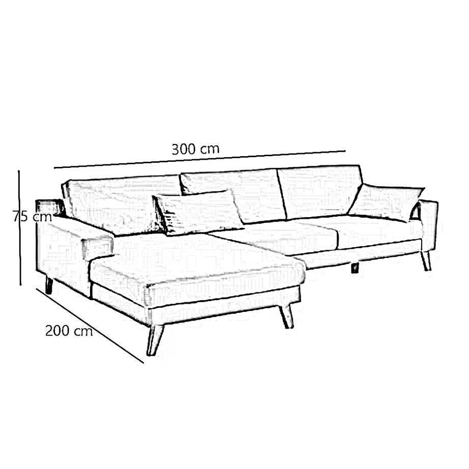 ركنة خشب زان أحمر، 300*200*75 سم