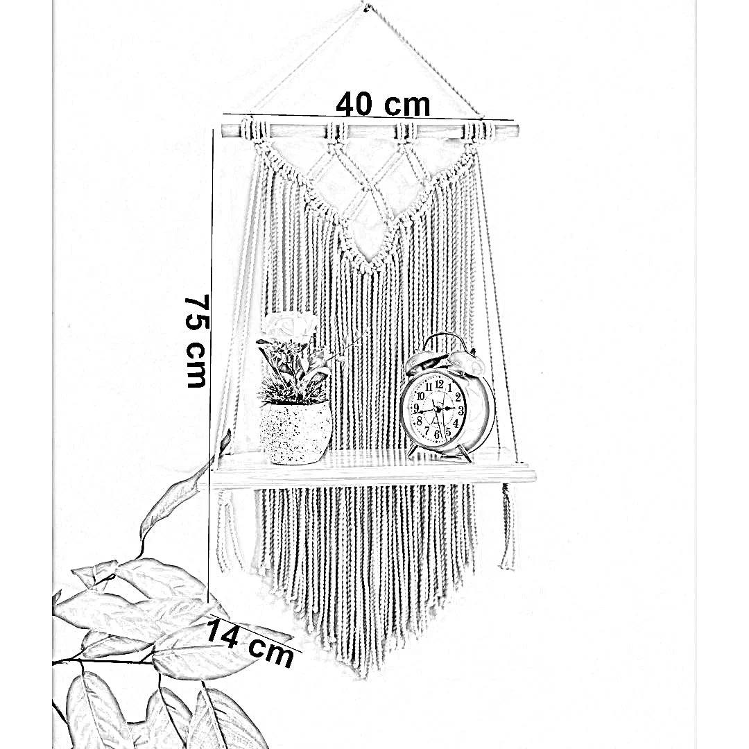 رف مكرمية قطن وموسكي، 40*14*75 سم