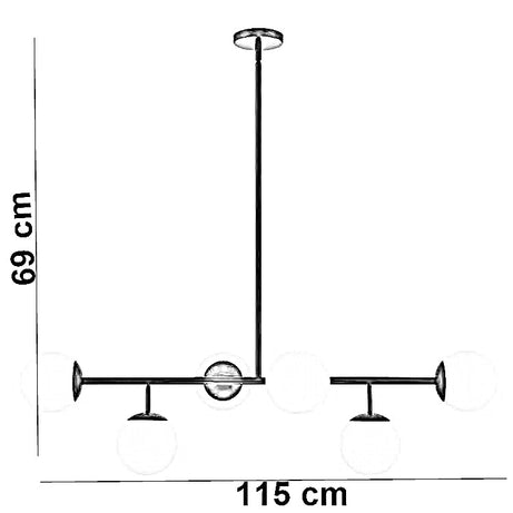 نجفة معدن و زجاج، 115*69 سم