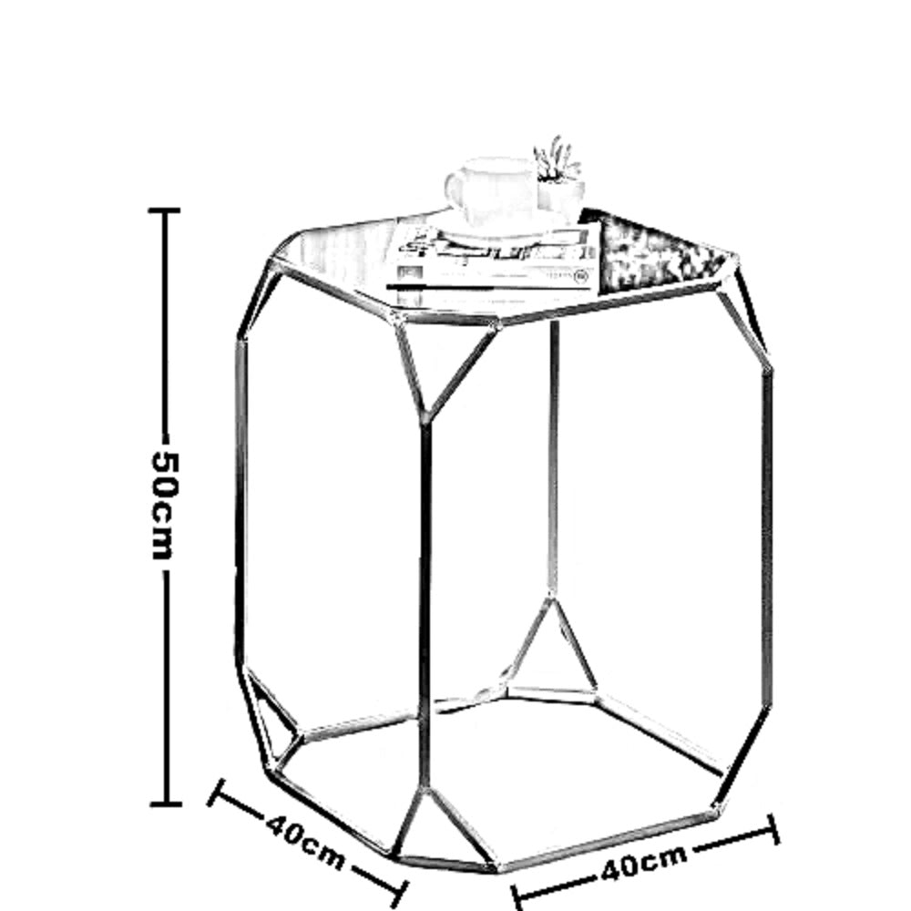 ترابيزة جانبية ستيل بسطح زجاج، 40*40*50 سم