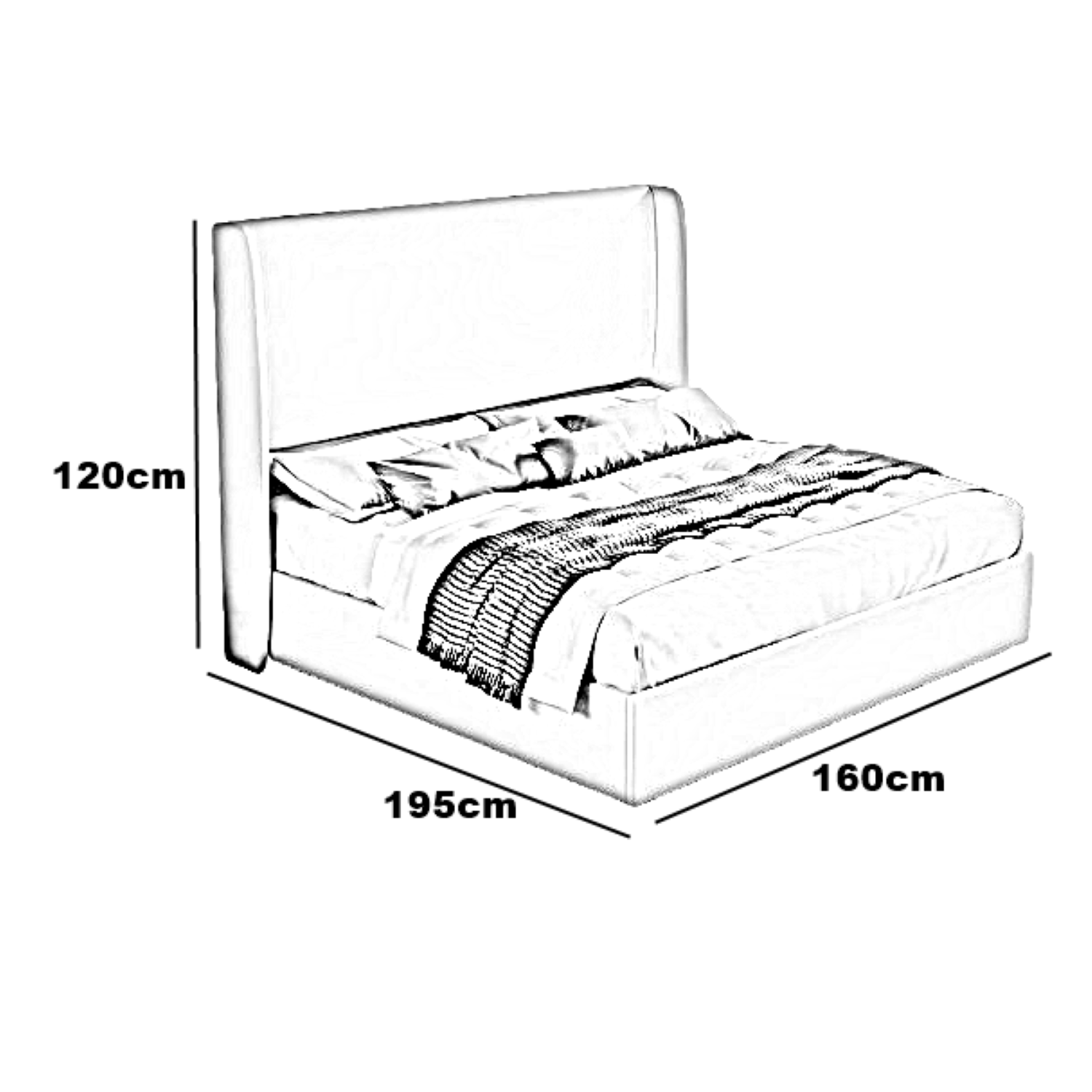 سرير كينج خشب كونتر، 160*195*120 سم