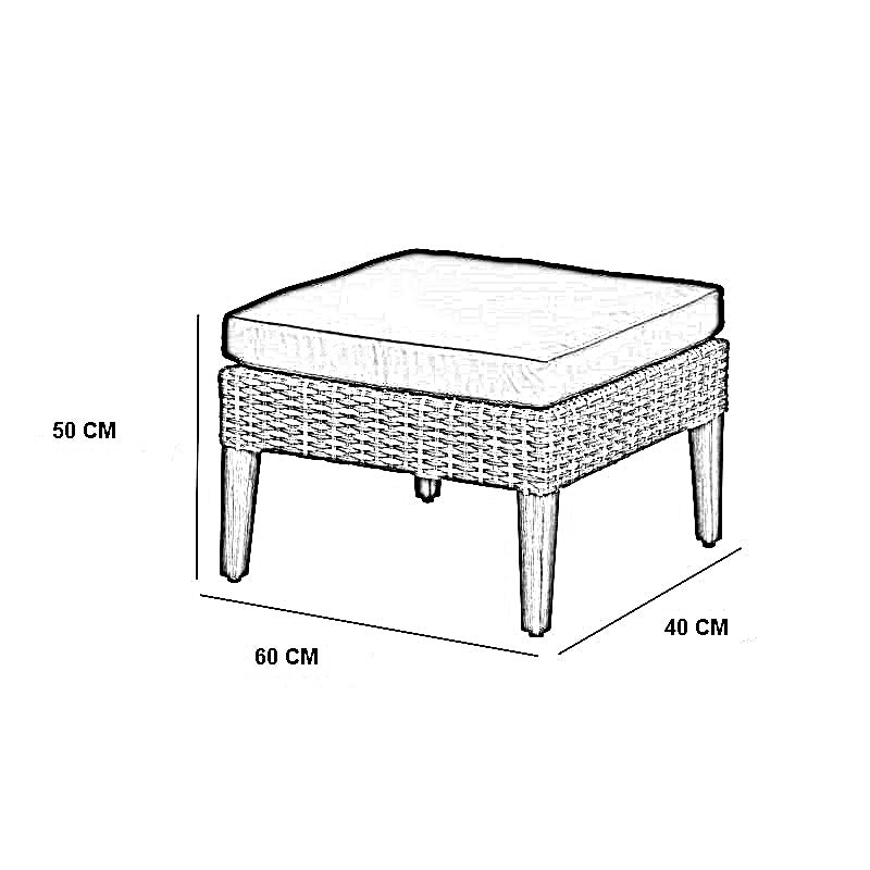 ركنة خارجية ستيل و راتان، 180*55*70 سم