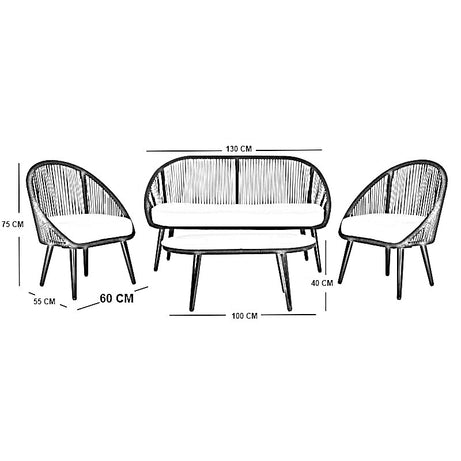 طقم خارجي ستيل و دوبار، 4 قطع