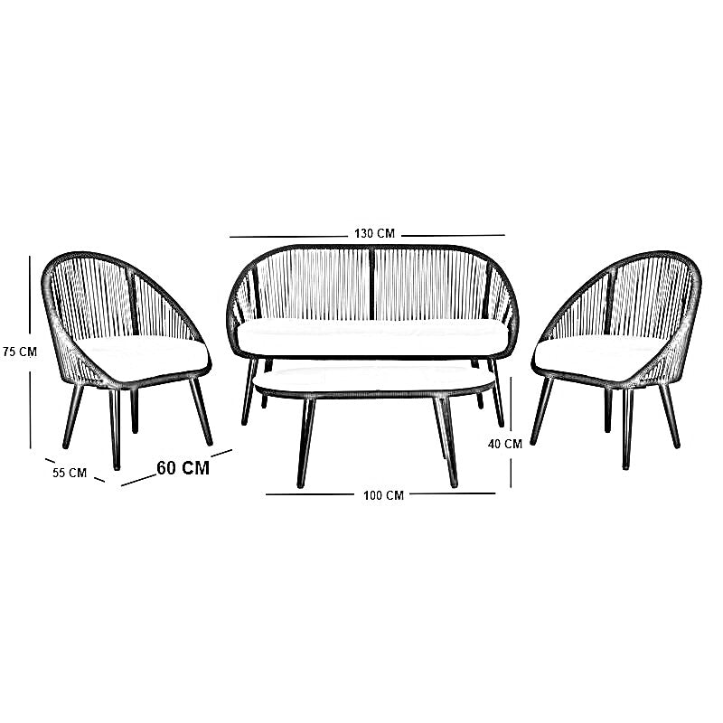 طقم خارجي ستيل و دوبار، 4 قطع