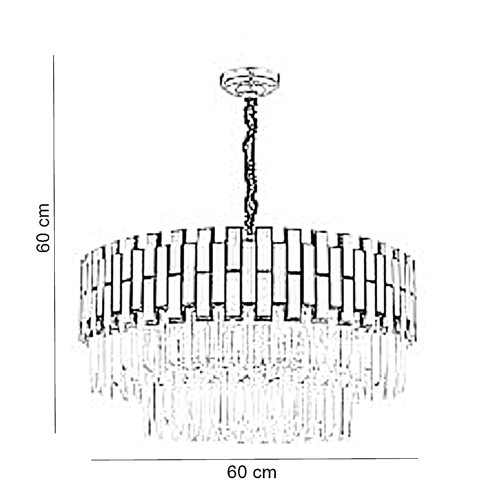 نجفة معدن و كريستال، 60*60 سم- ذهبي* أسود