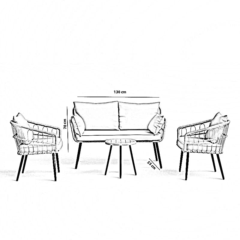 طقم خارجي ستيل و راتان، 4 قطع