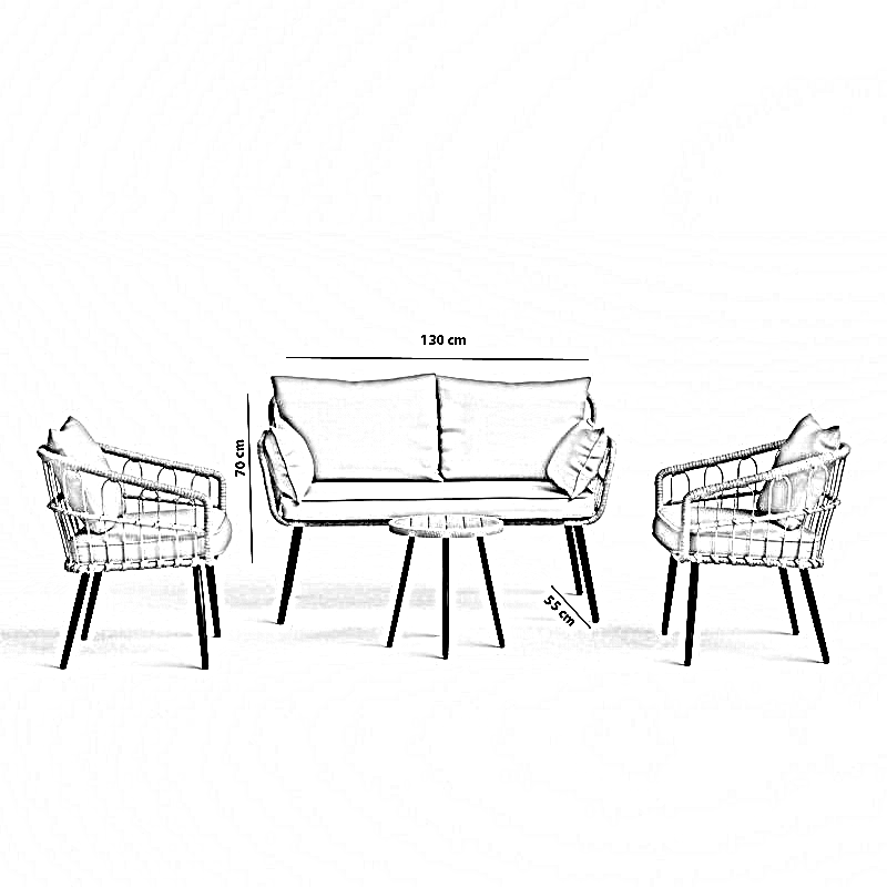 طقم خارجي ستيل و راتان، 4 قطع