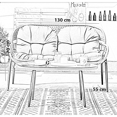 طقم خارجي ستيل و راتان، 4 قطع