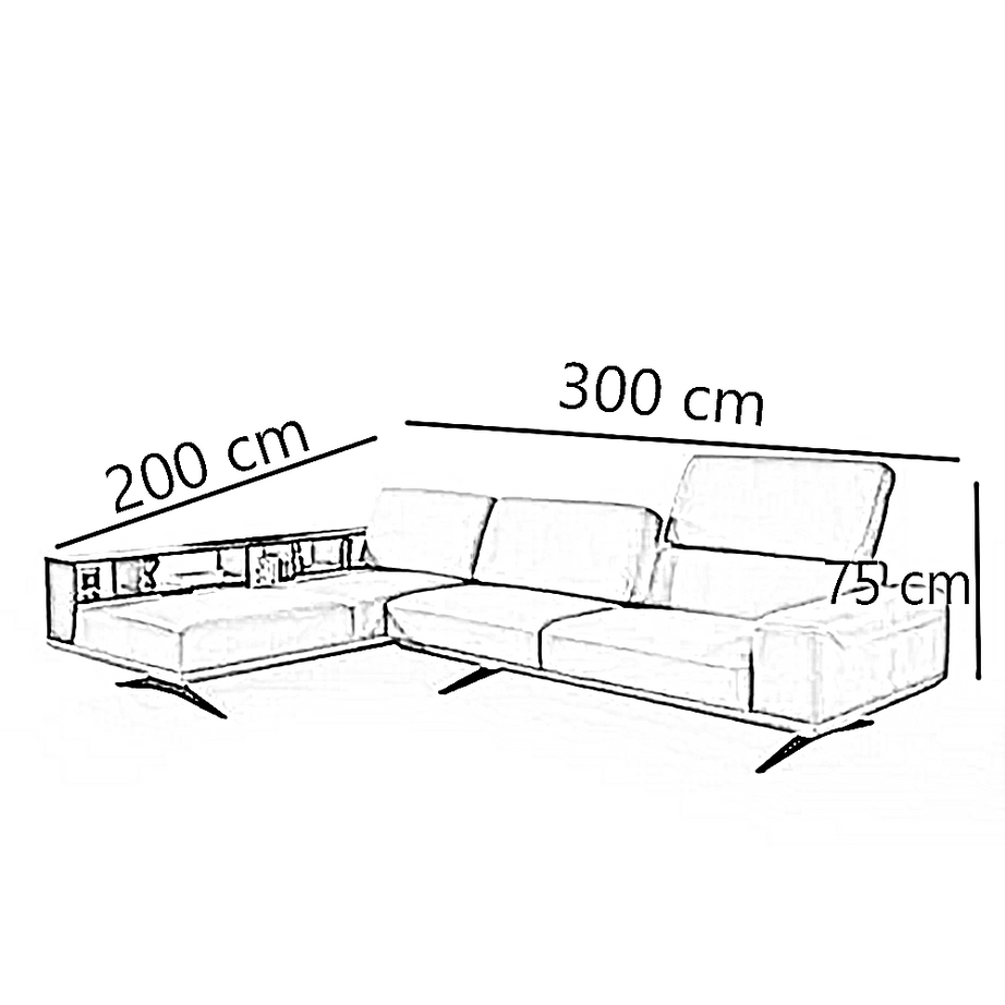 ركنة خشب زان أحمر، 300*200*75 سم