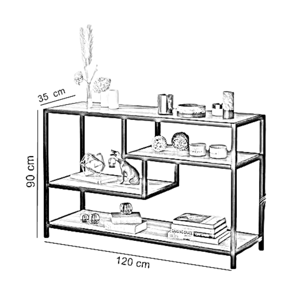 كونسول معدن و خشب، 120*35*90 سم