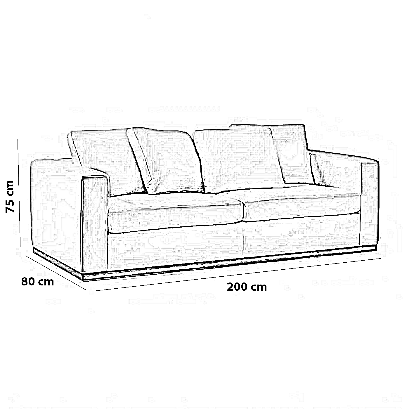 كنبة خشب زان، 200*80*75 سم