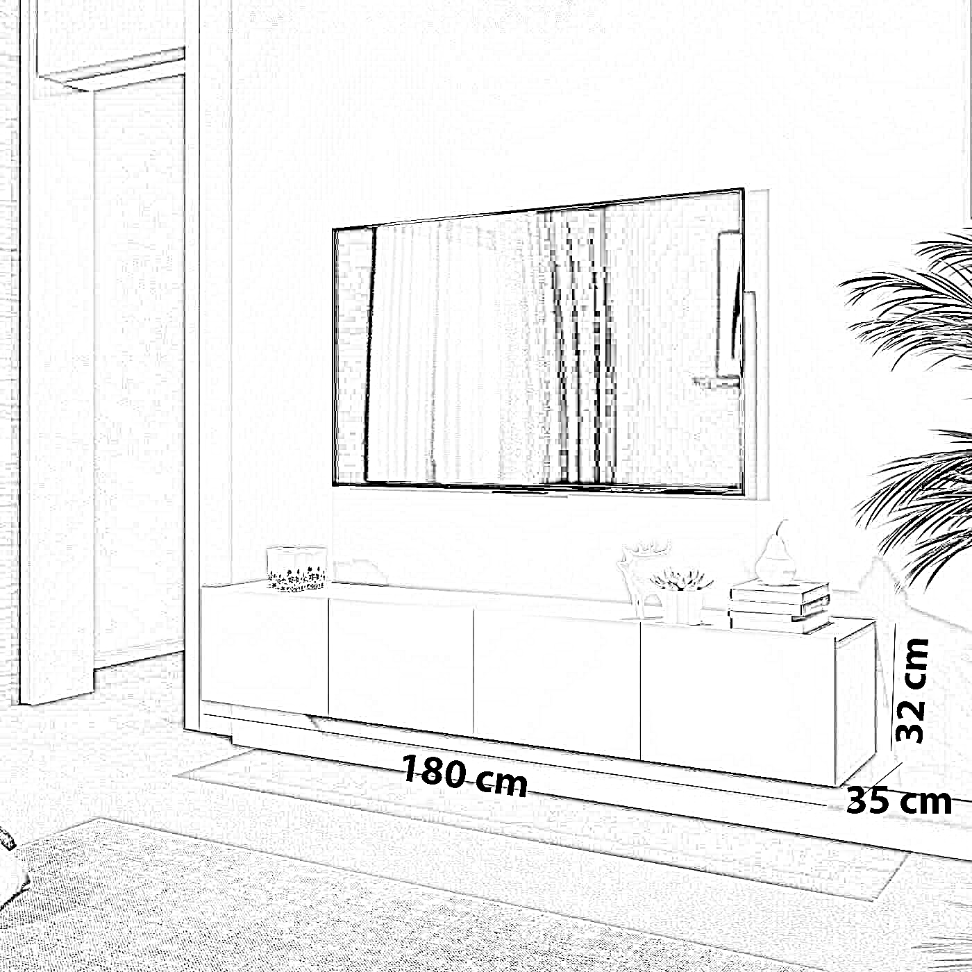 ترابيزة تليفزيون ام دي ف، 180*35*32 سم