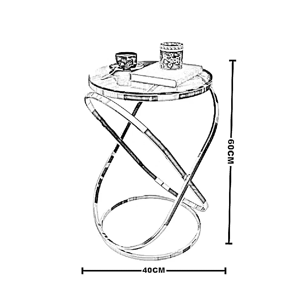 ترابيزة جانبية ستيل بسطح زجاج، 40*40*60 سم