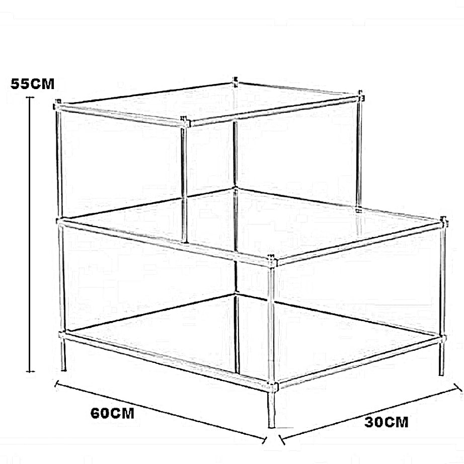 ترابيزة جانبية ستيل بسطح زجاج، 60*30*55 سم
