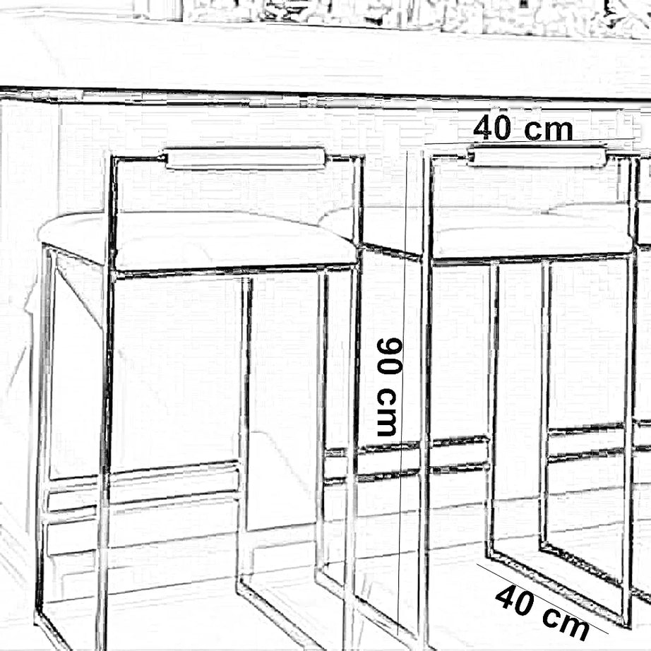 كرسي بار ستيل و جلد، 40*40*90 سم