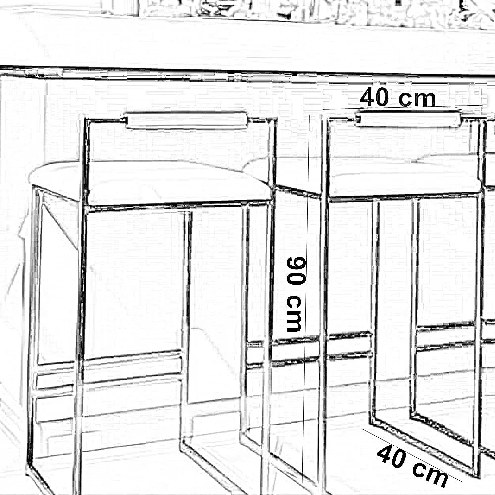 كرسي بار ستيل و جلد، 40*40*90 سم