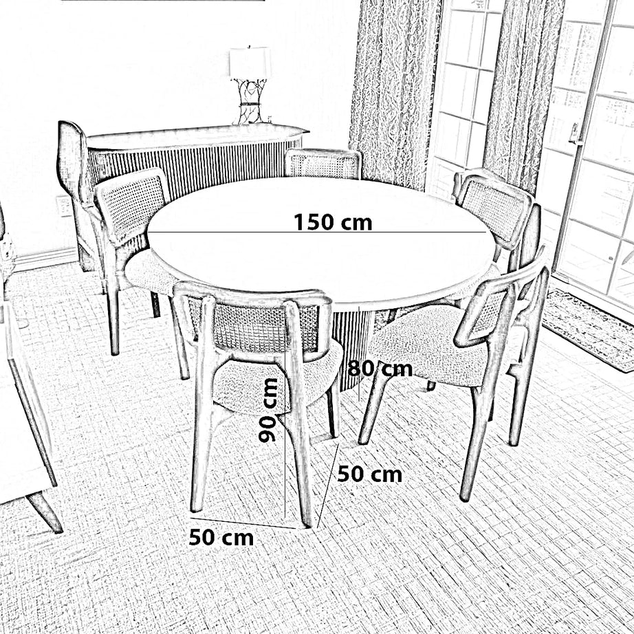 طقم سفرة خشب زان و كونتر، 6 قطع