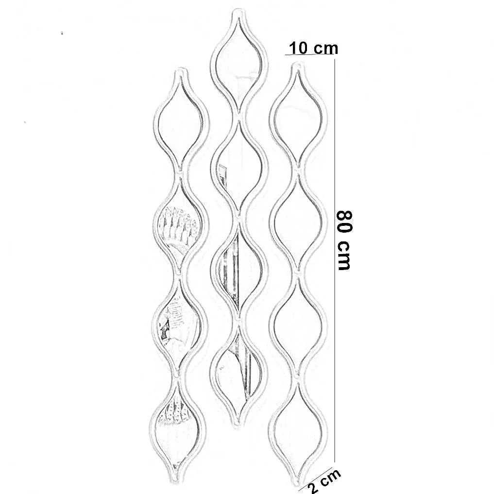 طقم مرايات ديكور حائط بإطار ام دي اف، 10*2*80 سم - 3 قطع