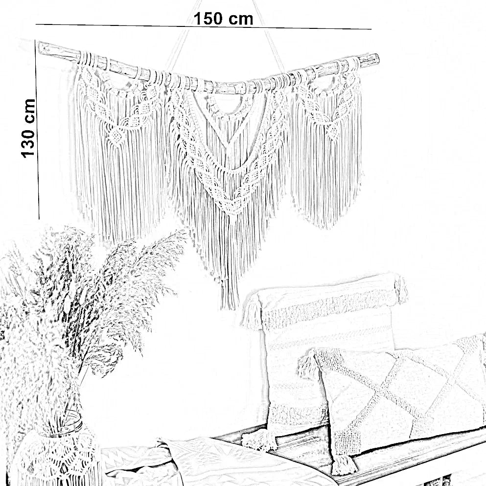 مكرمية حائط خشب، 150*130 سم