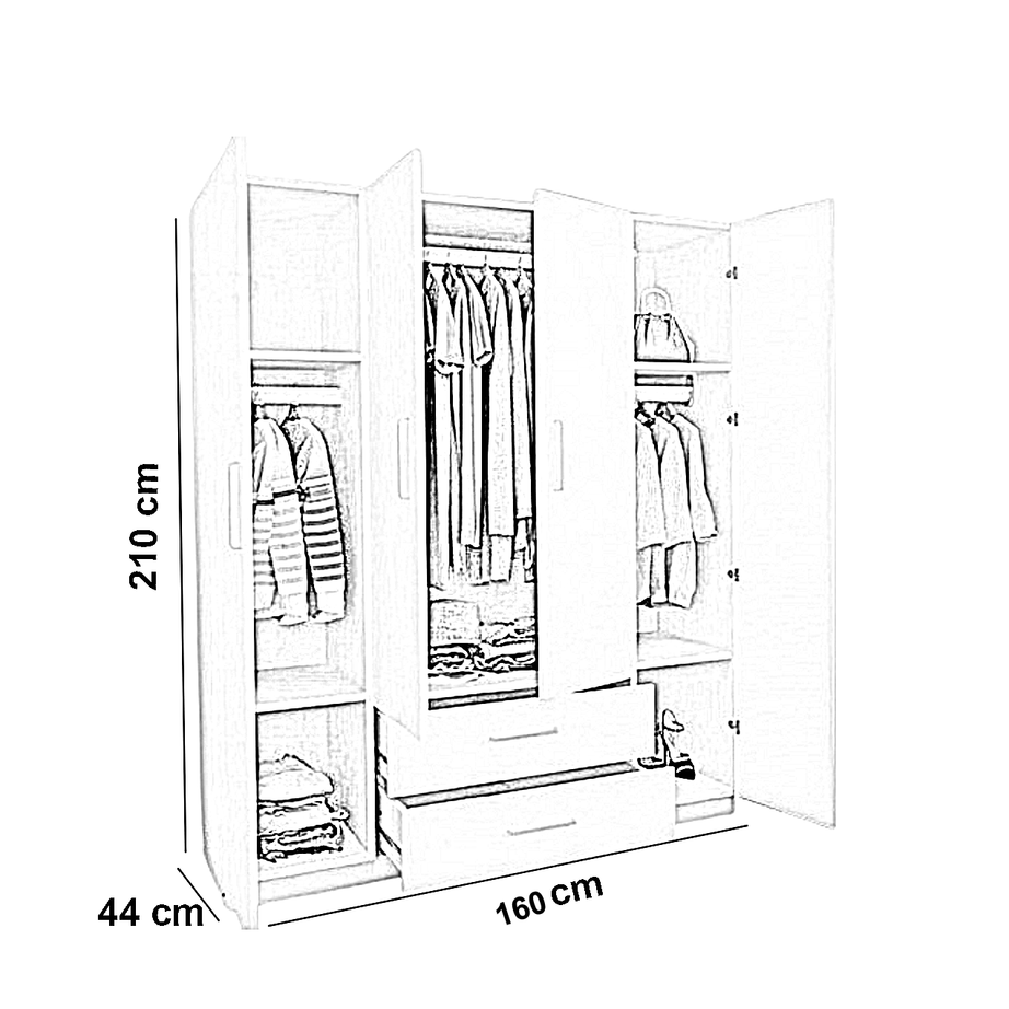 دولاب خشب ام دي اف، 160*44*210 سم