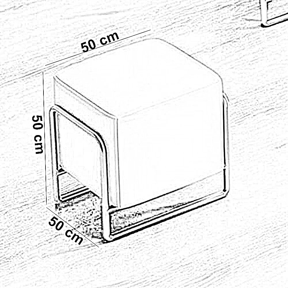 بف ستيل و جلد، 50*50*50 سم - رمادي فاتح