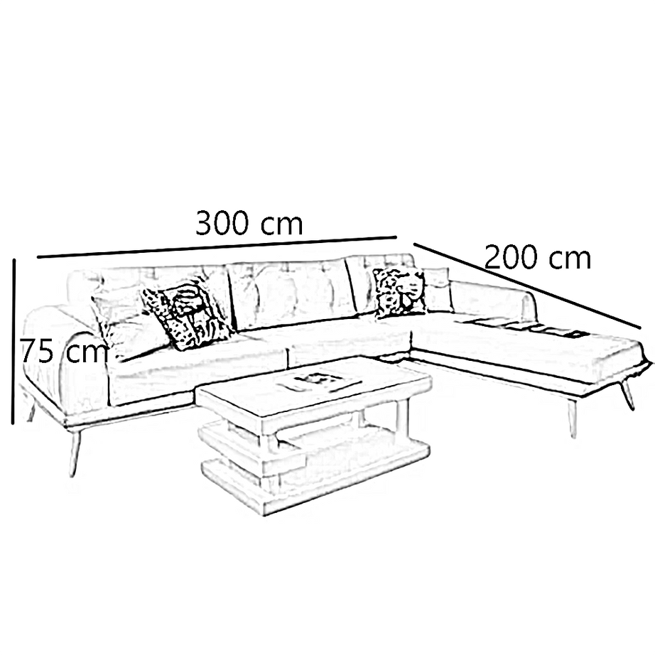 ركنة خشب زان أحمر، 300*200*75 سم