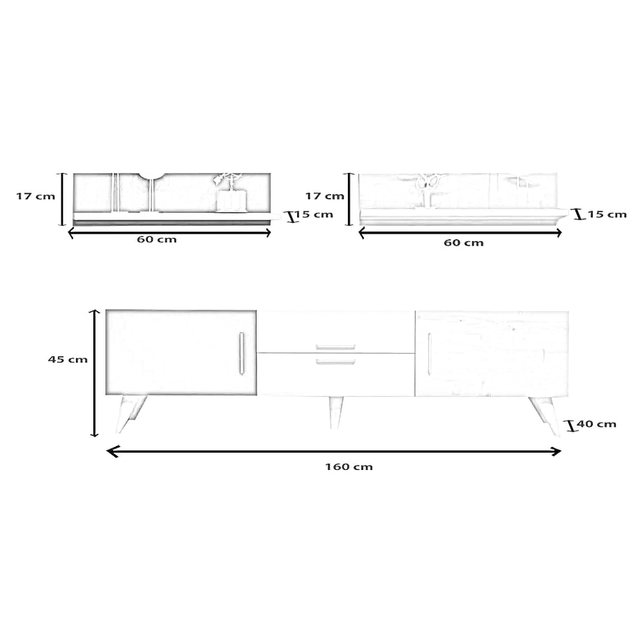 ترابيزة تليفزيون ام دي اف، قطعتين