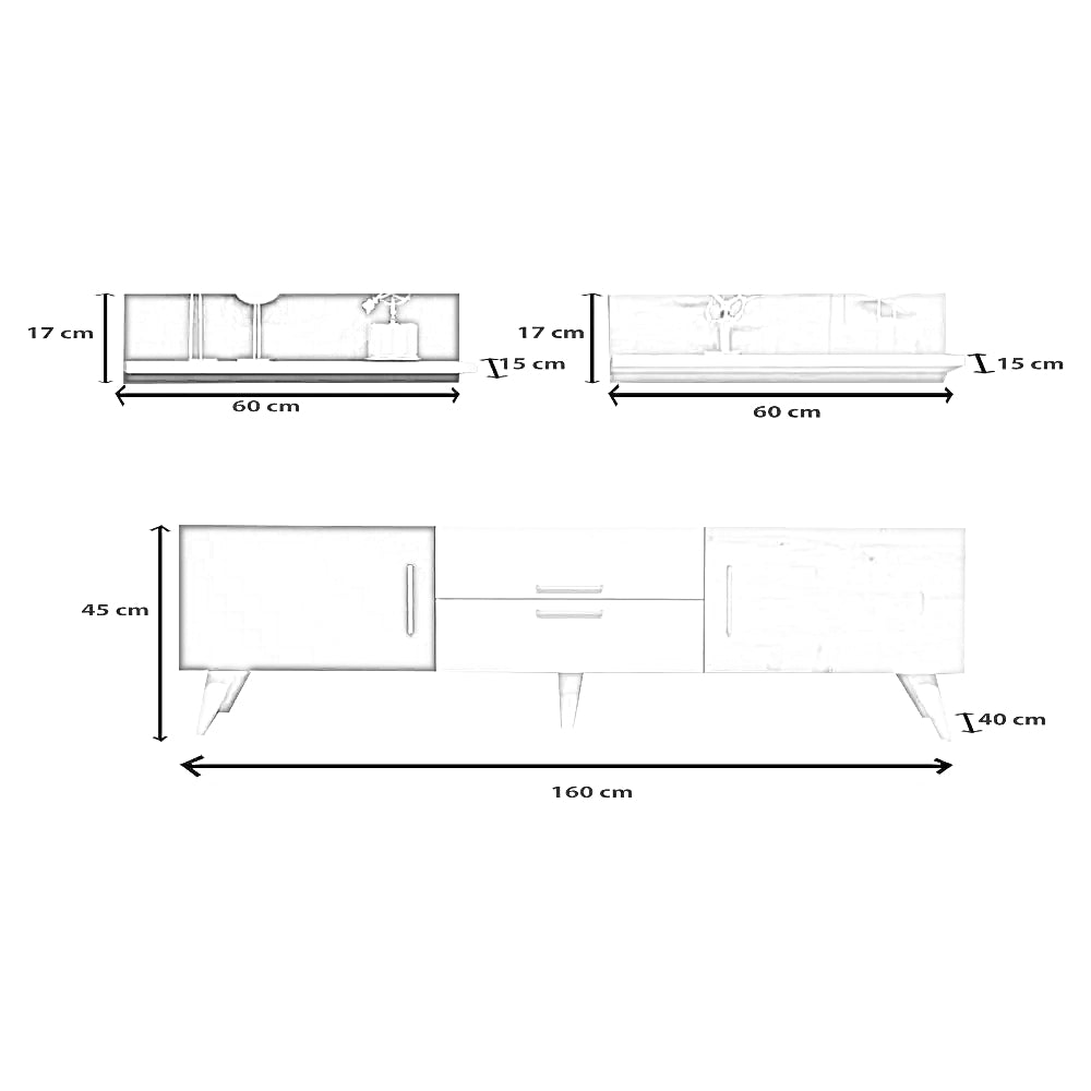 ترابيزة تليفزيون ام دي اف، قطعتين