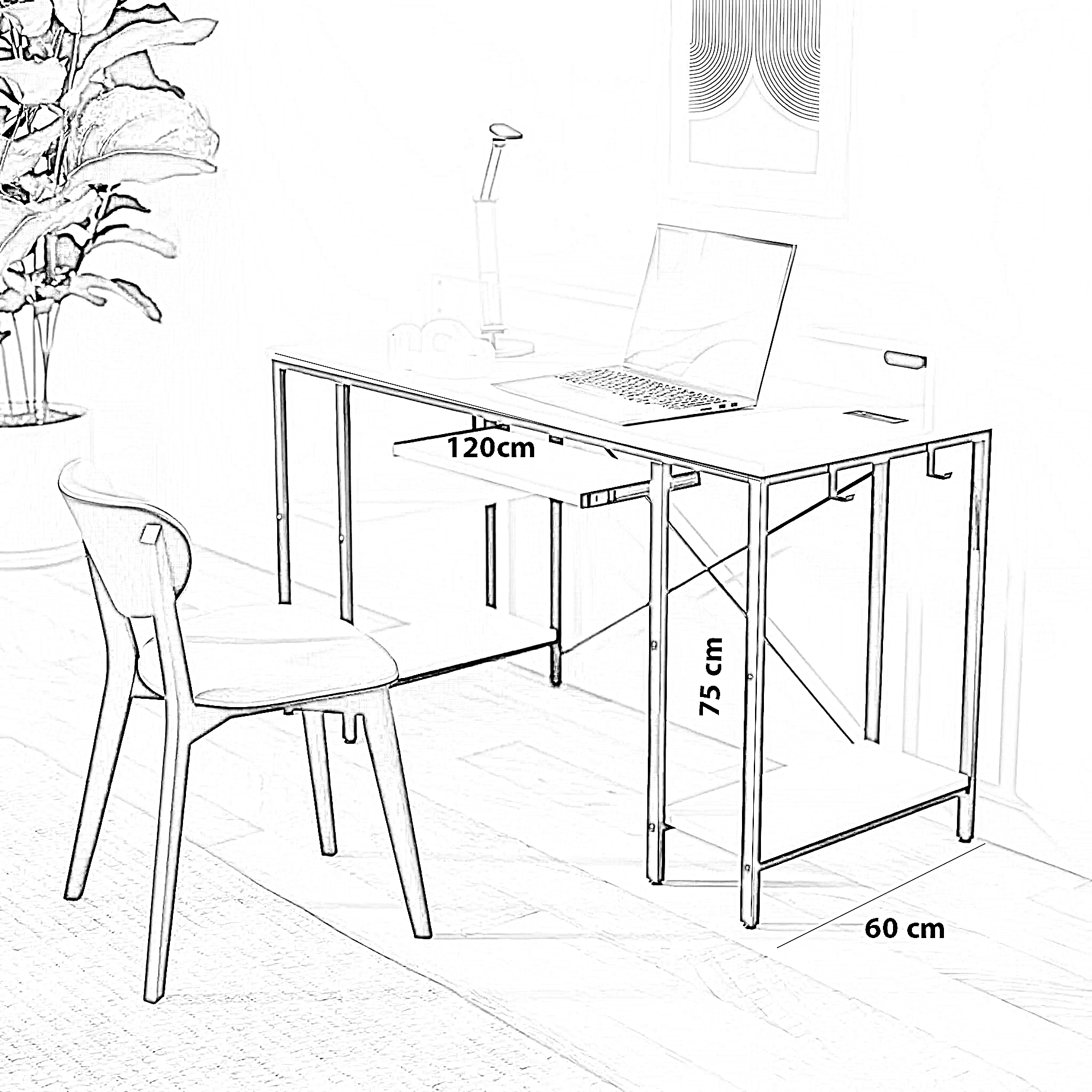 مكتب معدن، 120*60*75 سم