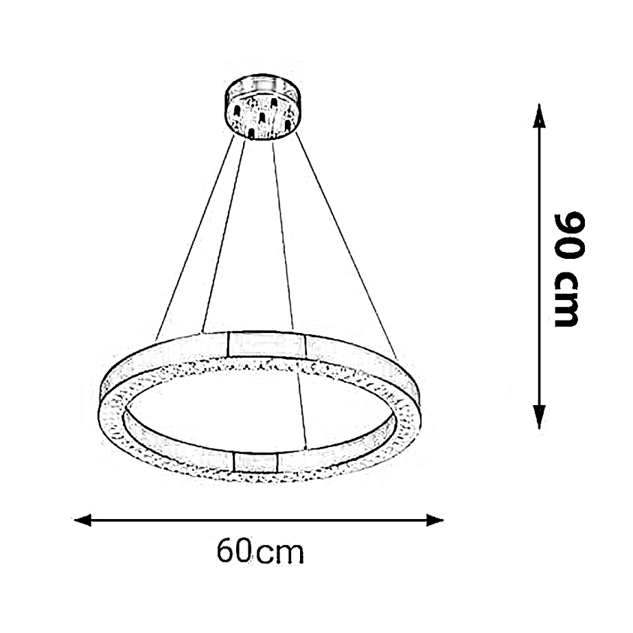 نجفة ستيل و كريستال، 60*90 سم - ذهبي
