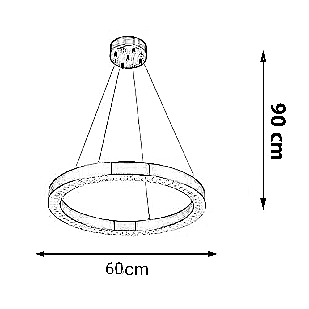 نجفة ستيل و كريستال، 60*90 سم - ذهبي