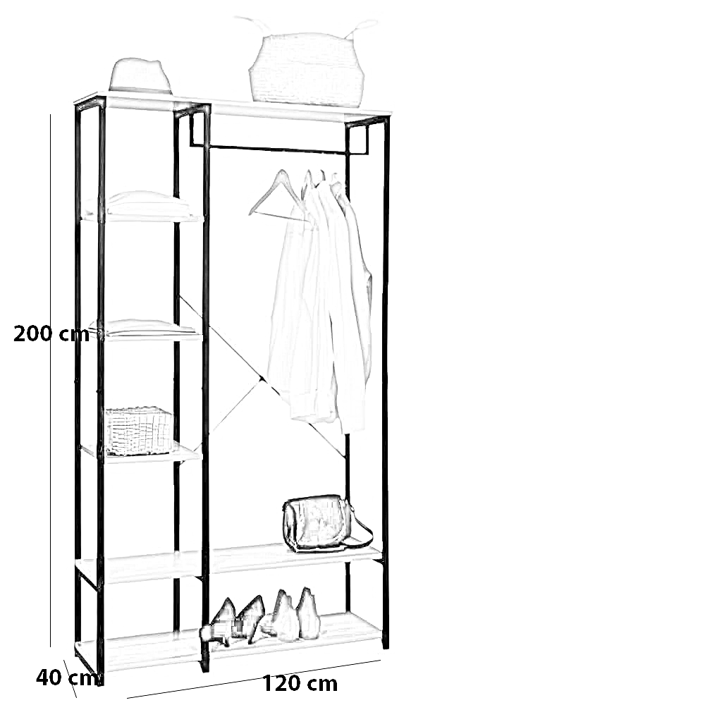 علاقه ملابس ستيل، 120*40*200 سم
