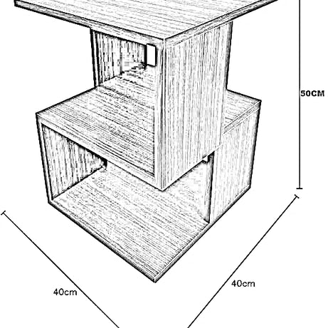 ترابيزة جانبية ام دي اف، 40*40*50 سم - أسود